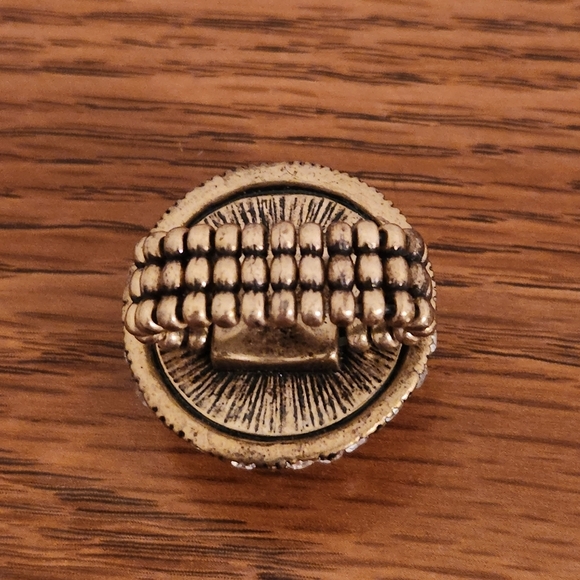 Y2K 1990s Pave Rhinestone Stretch Ring - Picture 5 of 10